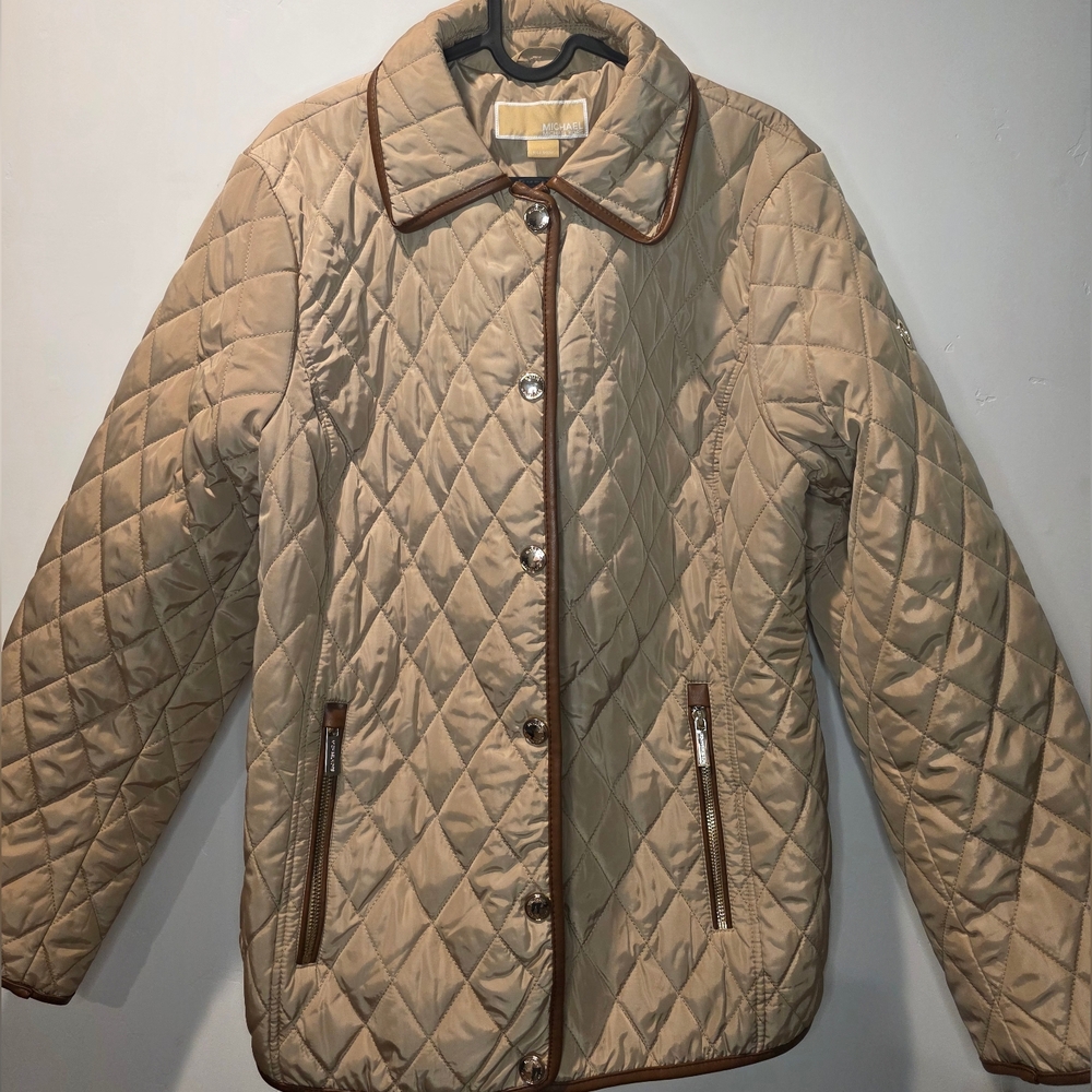Michael Kors Tan Quilted Puffer Jacket